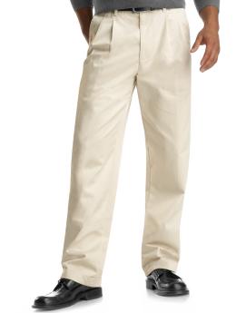 Men: Stain resistant relaxed fit pleated pants - stone