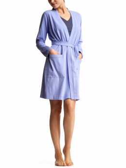 Women: Stretch jersey short robe - cornflower