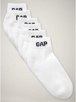 GapKids: 1/4-top logo sock (6-pack) - white