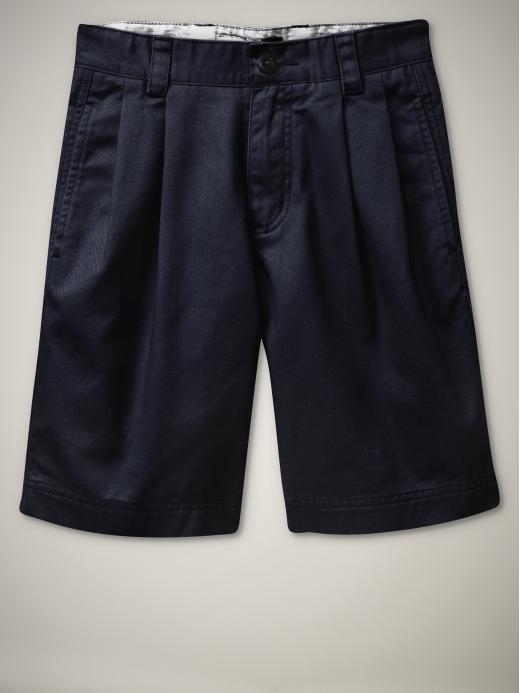 Boys Navy Gapshield Pleated Shorts