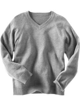 GapKids: fine gauge v-neck sweater - gray