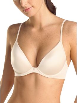 Women: Sleek nylon ultra push-up bra - antique white