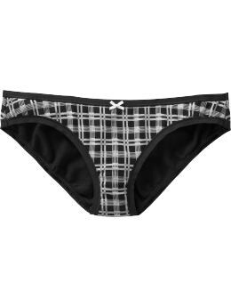 Women: Ultra low stretch cotton teeny bikini - black plaid