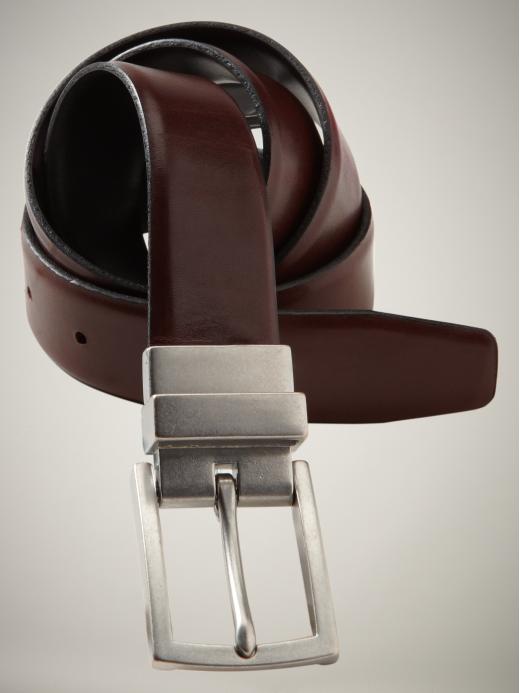 Men: reversible leather belt - black