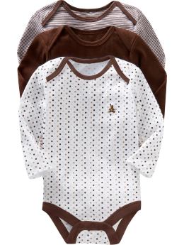 BabyGap: Long-sleeved essential bodysuit (3-pack) - chocolate raspberry