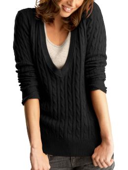 Gap Deep v-neck cable sweater