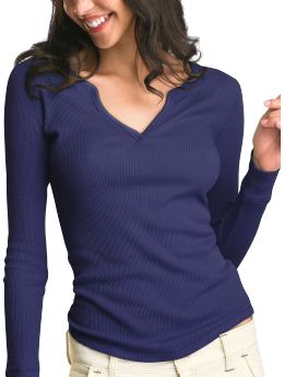 Gap Long-sleeved slit waffle top - comet blue