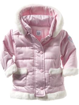Gap Fur trim quilted puffer jacket