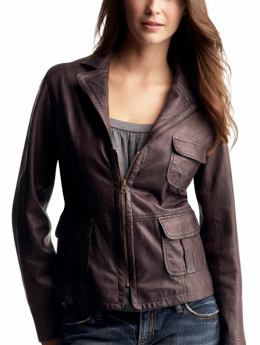 Gap.com: Women: Womens: 3-pocket zip-up leather jacket: Jackets: Outerwear from gap.com