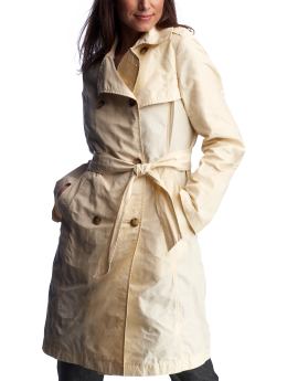 Women: Long belted trench coat - aran cream