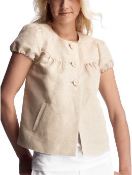 Women: Puff-sleeve jacket - light brown