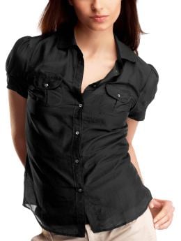 Gap.com: Women: Shop Women's Styles: Puff-sleeve button-front shirt: Short-sleeved: Tops from gap.com