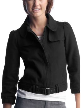 Women: Cropped bomber jacket - true black