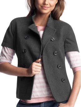Women: The short-sleeved peacoat - dark charcoal