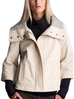 Women: Cropped peplum jacket - alabaster