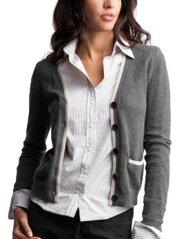 Women: Tipped cardigan - heather gray