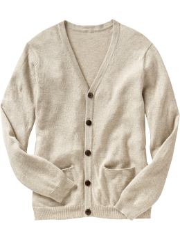 Men: Two-pocket cardigan sweater - oatmeal heather