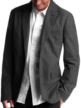 Men: Brushed cotton pinstriped blazer - charcoal