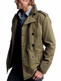 Men: Waxed cotton peacoat - olive