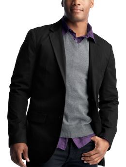 Men: Pinstriped blazer - black
