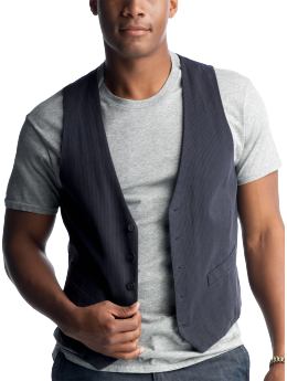 Men: Pinstriped vest - navy