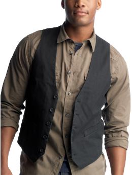 Men: Black vest - black