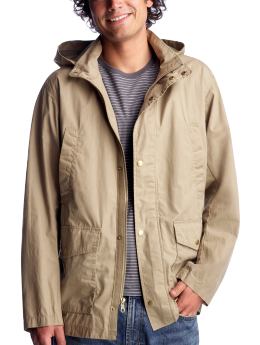 Men: Hooded lightweight jacket - dark olive