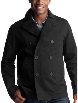 Men: Twill Peacoat - black
