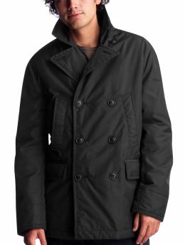 Men: Nylon peacoat - black