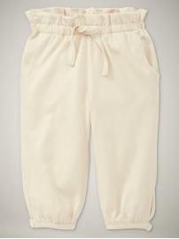 Ruffled-waist knit pants