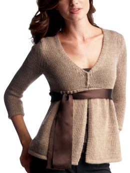 Women: Empire sash cardigan sweater - nut heather