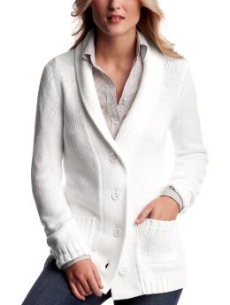Women: Shawl-collar cardigan - white Women: Shawl-collar cardigan - white