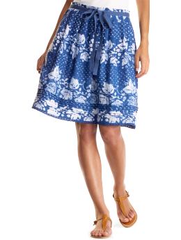 Gap Linen pleated blue-print skirt