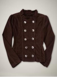 Corduroy ruffled peacoat