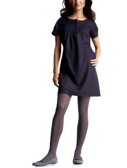 Women: Navy wool henley dress - navy