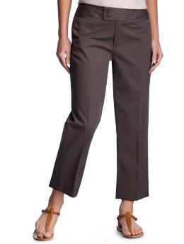 Women: Curvy button-tab cropped pants - earth brown Women: Curvy button-tab cropped pants - earth brown