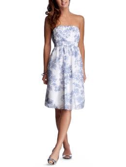 Women: Strapless empire dress - blue combo