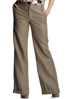 Women: Woven-stripe wide leg pants - brown combo