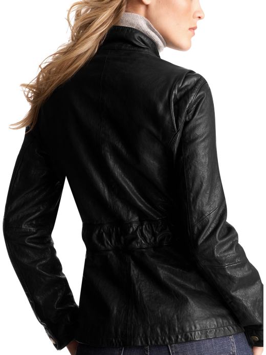 Women's Clothing: Women's Clothing: Belted leather motorcycle jacket: Leather Outerwear | Gap from gap.com