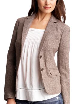 Women: Shrunken herringbone blazer - brown