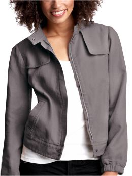Women: Linen blend bomber jacket - eclipse