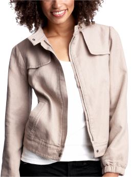 Women: Linen blend bomber jacket - motorcross khaki