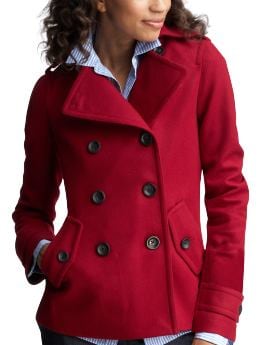 Women: Wool peacoat - cinnabar red