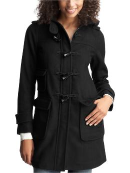 Women: Hooded toggle coat - true black