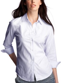 Women: Dobby-striped shirt - light blue