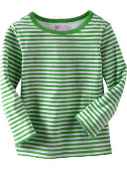 BabyGap: Picot-trimmed long-sleeved T - green stripe