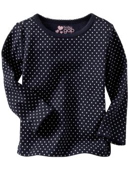 BabyGap: Picot-trimmed long-sleeved T - navy dot