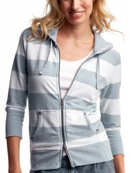 Gap.com: Women: Womens: Striped silk-trimmed zip-up hoodie: Tops: New Arrivals from gap.com
