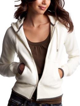 Women: Tipped zip-up hoodie - ivory frost Women: Tipped zip-up hoodie - ivory frost