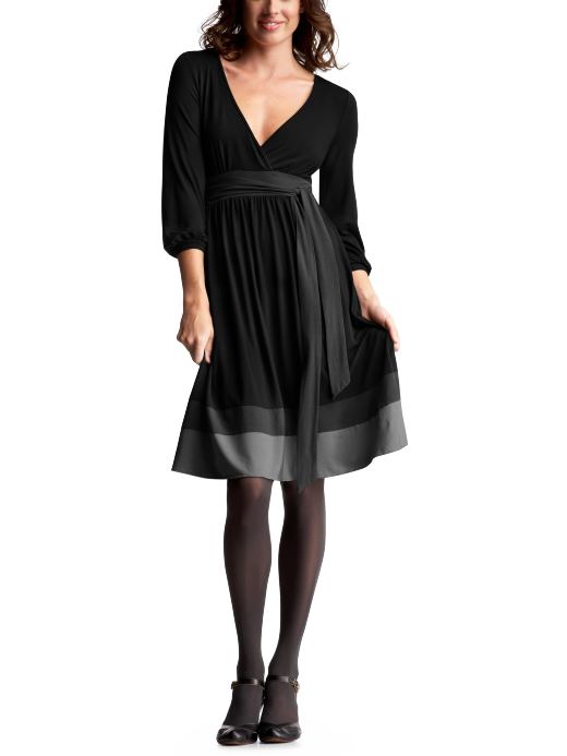 Black OR brown 3/4-sleeved colorblock dress: Dresses: Dresses | Gap :  black dress v-neckline dresses little black dress
